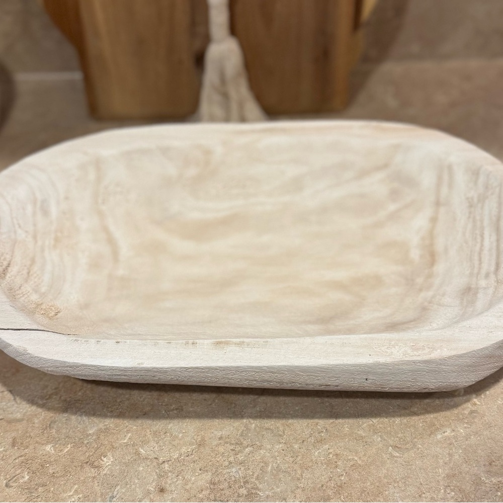 NWT!! White Cream Decorative Tray Accent. Double Handed, Made of Paulownina Wood